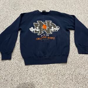 Lee Vintage Notre Dame Orange Bowl Crewneck Sweatshirt Sz L 1991 Navy Football